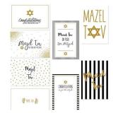 Bat Mitzvah Gifts for Girls Greeting Collection - 4 x 6 In, 36 Pack, Gold Foil - Mazel Tov Cards Bulk with Blank Interior - Retail: $14