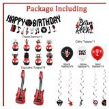 Rock and Roll Birthday Party Decorations - Happy Birthday Banner, Hanging Swirls, Cake Toppers and Balloons for Music Rock & Roll Party Supplies - Retail: $17