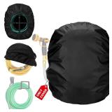 Wall-Mounted Hose Holder Cover - Fits Standard 5/8 Hoses (0-75 ft), Extends Hose & Hook Lifespan - Weatherproof Protection Against Rain, Sun & Snow - Black Cover Only - Retail: $17"