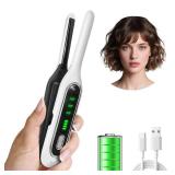 Cordless Mini Flat Iron, 3/10 Pencil Hair Straightener for Short Hair, Pixie Cut & Bangs, Portable Dual Voltage Travel Curling Iron - Retail: $54"