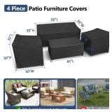Outdoor Furniture Cover Waterproof, 4 Piece Patio Furniture Set Cover for Outside Couch, Lawn Chairs, Coffee Table, Windproof with Buckle Strap, Black - Retail: $34