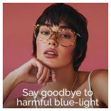 Blue Light Blocking Glasses - Trending Round TR90 Frames, Metal Arms, UV400 Protection - Matching Soft Case