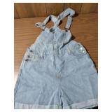 Light Blue Denim Overall Shorts