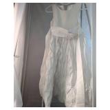 White Taffeta Baptism Dress with Floral Accents