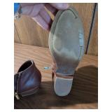 Brown Leather Ankle Boots with Low Stack Heel