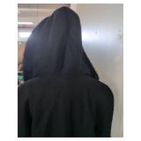 Black Long Wool Coat with Faux Fur Trim