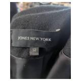 Black Long Wool Coat with Faux Fur Trim