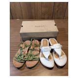 Born Leather Sandals Set - White and Green
