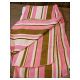 Pink and Brown Striped Fleece Blanket Set with White Companion