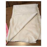 Pink and Brown Striped Fleece Blanket Set with White Companion