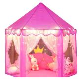 wilwolfer Princess Castle Play Tent for Girls Large Kids Play Tents Hexagon Playhouse with Star Lights Toys for Children Indoor Games (Pink) - Retail: $28