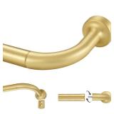Lwiiom Brass Window Curtain Rod, 28-56 Inch, 1 Inch Diameter, Adjustable with Aluminum Finials and Brackets, Wrap Around Design - Retail: $29