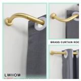 Lwiiom Brass Window Curtain Rod, 28-56 Inch, 1 Inch Diameter, Adjustable with Aluminum Finials and Brackets, Wrap Around Design - Retail: $29