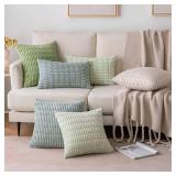 ANRODUO Pack of 1 Cream White Pillow Covers Decorative Throw Pillows 12x20 Inch for Couch Bed Living Room Soft Corduroy Striped Lumbar Cushion Case Boho Throw Pillows Neutral Room Fall Room Decor - Re