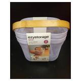 Ezystorage Mesh Square Basket Set with Bamboo Handles - Retail: $15