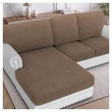 H.VERSAILTEX Sectional Couch Covers 3 Pieces Sofa Seat Cushion Covers L Shape Separate Cushion Couch Chaise Cover for Both Left/Right Sectional Couch (Seat Only: 1 Chaise + 2 Sofa, Macchiato) - Retail