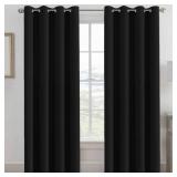 H.VERSAILTEX 100% Blackout Curtains for Bedroom Black Out Curtains 96 inch Thermal Insulated Long Blackout Curtains for Living Room, Energy Saving Curtains for Patio Door Grommet (1 Panel, Jet Black) 