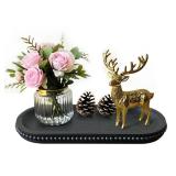 dwellington Wooden Farmhouse Decorative Tray, 12in Rustic Beaded Tray for Living Room Decor, Kitchen Table DÃ©cor, Oval Coffee Table Serving Tray (Black) - Retail: $17