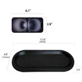 dwellington Wooden Farmhouse Decorative Tray, 12in Rustic Beaded Tray for Living Room Decor, Kitchen Table DÃ©cor, Oval Coffee Table Serving Tray (Black) - Retail: $17