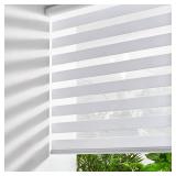 Persilux Cordless Zebra Blinds for Windows Free-Stop Window Blinds (34\" W X 64\" H, White) Dual Layer Light Control for Day and Night, Light Filtering Sheer Shades for Home, Bedroom, Easy to Install 