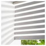 Persilux Cordless Zebra Blinds for Windows Free-Stop Roller Windows Shades (46\" W X 72\" H, Grey) Dual Layer Light Control for Day and Night, Light Filtering Sheer Shades for Home - Retail: $80