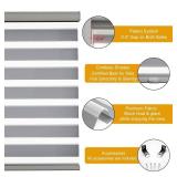 Persilux Cordless Zebra Blinds for Windows Free-Stop Roller Windows Shades (46\" W X 72\" H, Grey) Dual Layer Light Control for Day and Night, Light Filtering Sheer Shades for Home - Retail: $80