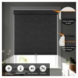 Persilux Custom Size Free-Stop Cordless Blinds for Indoor Windows with Cover, Window Shades Blackout Roller Blinds, Thermal Insulated Fabric UV Protection for Kitchen, Office, Living Room, Black - Ret