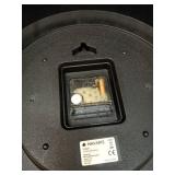 Navaris 24 Hour Wall Clock - 11.8\" Analog Military Time Clock with Silent Movement Non-Ticking Hands - Battery Operated - Silver Frame with Black Face - Retail: $27