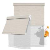 BERISSA Cordless Dual Roller Shades with Cassette Valance,Double Window Shades Blackout and Light Filtering Blinds,Day and Night Roller Blinds for Home Office.Maze Beige & White.Custom Sizes - Retail: