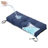 YIJIAN HOME Outdoor Bench Cushion, Blue Shredded Memory Foam, Waterproof Patio Furniture Cushion Fade Resistant Indoor Window Seat Pad 4.5inch Extra Thick with Adjustable Strap 42 x 16 Inch, **GREY***