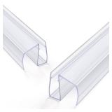 Bathroom Shower Glass Door Bottom Seal Strip, 2PCS 36 Inch Long Clear PVC Seal Strips for 1/4\"(6mm) Thick Framless Glass Door Panel - Retail: $23