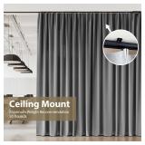MaKefeile Ceiling Curtain Track Ceiling and Wall Mounted Heavy-Duty Curtains Rails Room Divider Curtains Shower RV Tracks Ceiling Sliding Curtain Rods With Clips,Black 6ft. - Retail: $50