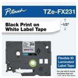 Brother TZEFX231 Label Maker Tape  0.47 W  Black on White