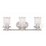 Hampton BayTruitt 23.25 in. 3-Light Brushed Nickel Vanity Light with Frosted and Clear Edge Glass Shades