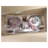 Truitt 14.2 in. 2-Light Brushed Nickel Modern Transitional Vanity with Frosted and Clear Edge Glass Shades