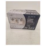 Truitt 14.2 in. 2-Light Brushed Nickel Modern Transitional Vanity with Frosted and Clear Edge Glass Shades