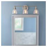 Home Decorators Collection Evelyn 60-Watt Clear Glass Shades Brushed Nickel Finish Vanity 3 Light