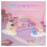 NiHome 3-Tier Iridescent Acrylic Rainbow Earring Organizer, Lightweight & Durable Design 140 Holes for 70 Pairs, Unique Front Row for Special Earrings, 11.8" W x 6.25" H Retail $21.25