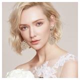 Zinc mecresh Wedding Teardrop Dangle Earrings Crystal Rhinestone Beaded Chandelier Earrings for Brides Gold Retail $13.98