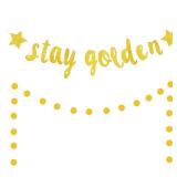 2 Pieces Stay Golden Banner Glitter Gold Lucky Birthday Banner Circle Dot Hanging Garland for Birthday Baby Shower Party Decoration Supplies Retail $9.98