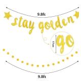 2 Pieces Stay Golden Banner Glitter Gold Lucky Birthday Banner Circle Dot Hanging Garland for Birthday Baby Shower Party Decoration Supplies Retail $9.98