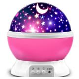 MOKOQI Star Projector, Night Light Lamp Fun Gifts for 1-4-6-14 Year Old Girls and Boys Rotating Star Sky Moon Light Projector for Kids Bedroom Decor -Pink Retail $17.80
