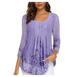 Tunic Tops,Ladies 3/4 Sleeve Blouses Office Wear Floral Dressy Tunics Flowy Blouse Retail $26.28