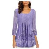 Tunic Tops,Ladies 3/4 Sleeve Blouses Office Wear Floral Dressy Tunics Flowy Blouse Retail $26.28