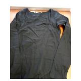 Long Sleeve Square Neck Bodysuit Tops Black Small Retail $21.89