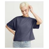 Hanes Originals Women Medium Garment Dyed Short Sleeve Cropped T-shirt Retail $12.00