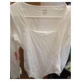 PUMIEY Body Suit for Women Sexy Long Sleeve Bodysuit Shirts Square Neck Going Out Tops, Splashed White Large Retail $28.99