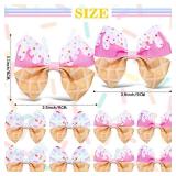 Whaline 8Pcs Ice Cream Bow Hair Clips Ice Cream Ribbon Hair Bow Barrette Summer Colorful Hairgrips Alligator Hair Clips for Girls Women Hair Accessories Birthday Party Supplies, 4 Design Retail $12.49