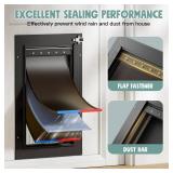 Dog Door for Door All Aluminum 3 Flaps Black, Large Dog Doggy Doggie Door, Heavy Duty Pet Door for Dogs Cats, with Insulation Flap, Telescoping Tunnel, Sliding Closing Panel, for Pets Up to 110lb - Re