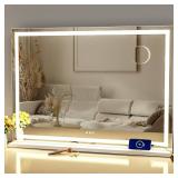 Gvnkvn Makeup Vanity Mirror with Lights 32\" x 24\" Large LED Makeup Mirror, Light up Mirror with 10X Magnification and USB Charging Port, Dimmable 3 Modes, Touch Screen Control Square Corner - Retail